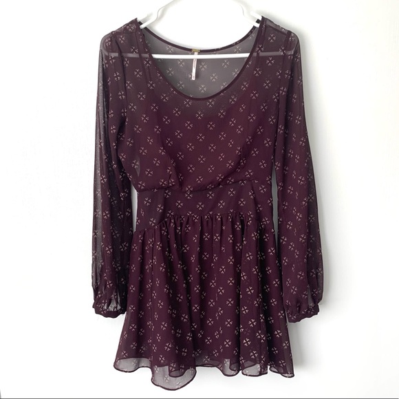 Free People Dresses & Skirts - FREE PEOPLE Balsamic Chiffon Baby Dee Dress Sz XS